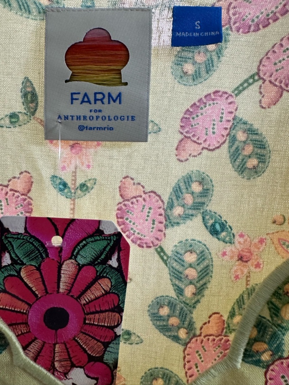 FARM RIO Long Sleeve Midi Dress in Tropical Summer NWT Size S - Picture 5 of 7